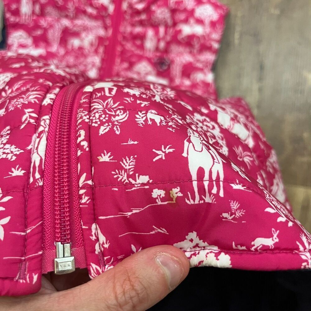 Ariat Down Puffer Vest Pink Horse Pattern Equestrian Full Zip XS/S *Read - Picture 4 of 10